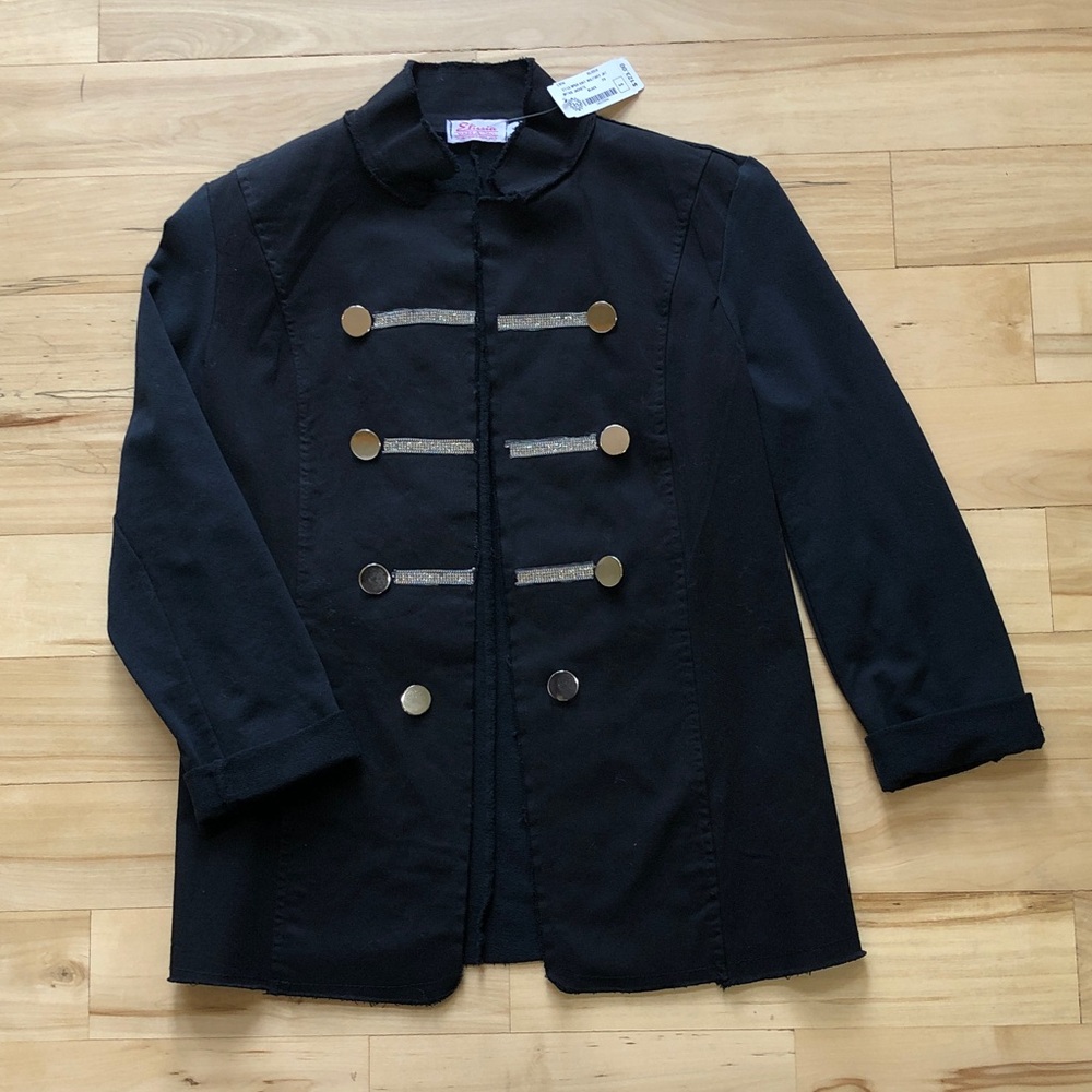 ELISSIA Black & Silver Detail Military Style Blazer/Jacket - S